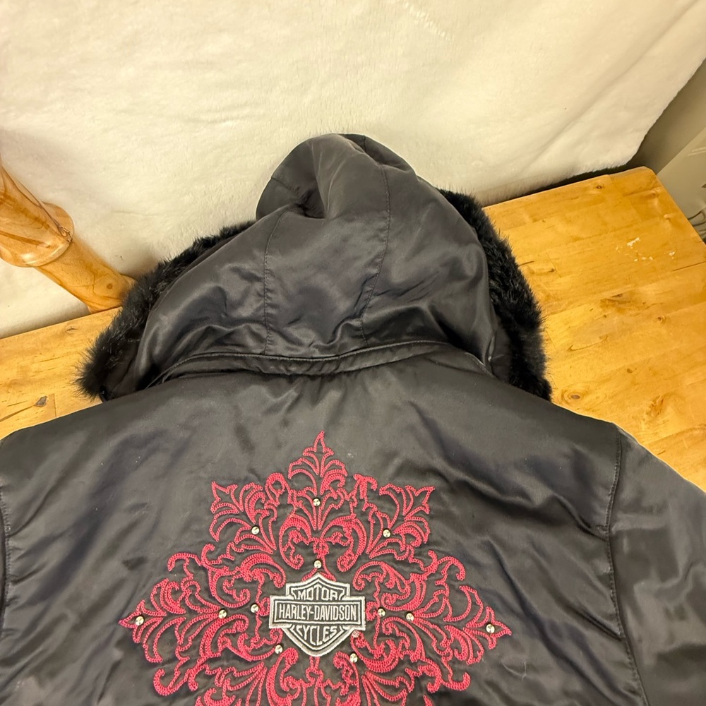 Harley-Davidson Coat size Small Women’s Black Hooded Jacket Size S - Picture 12 of 14